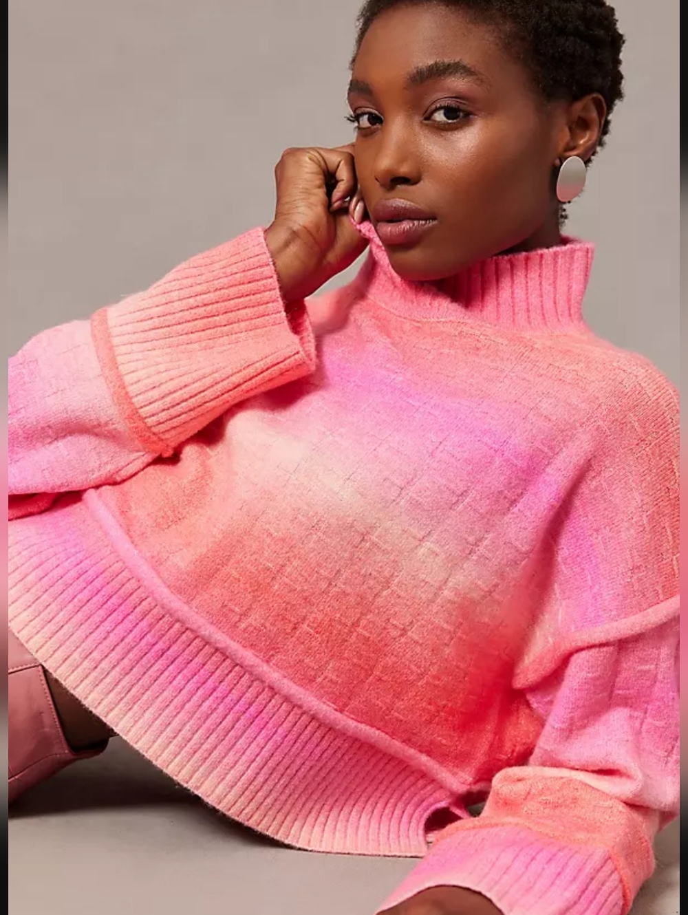 Pilcro Cropped Ombre Mock-Neck Sweater